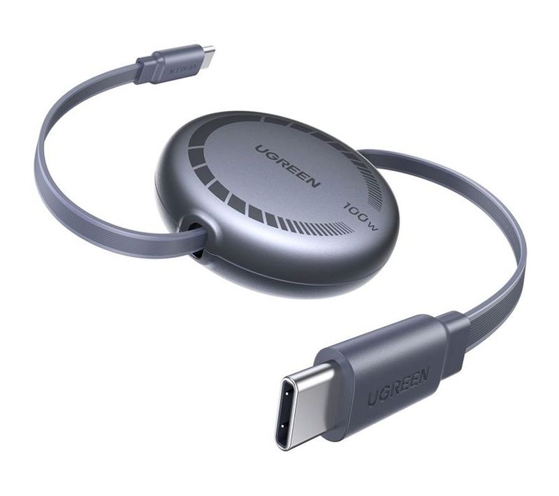 Câble Rétractable USB-c Vers USB-c 100 W — 1 M, Tressé Noir