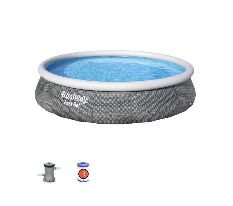 Piscine gonflable Autoportée Fast Set Aspect Rotin 3,96 x 0,84 m avec pompe filtration