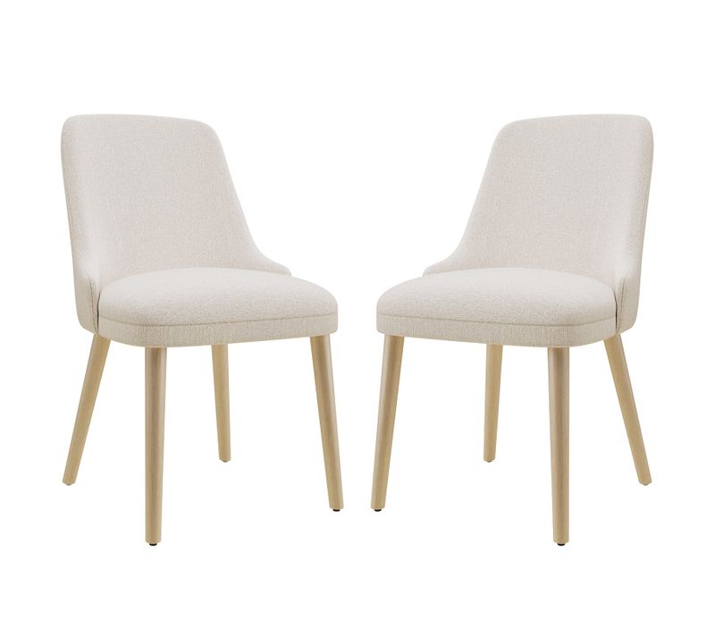 Lot De 2 Chaises Salle à Manger Dossier Haut, Style Vintage Chic, Assise Confortable, Beige