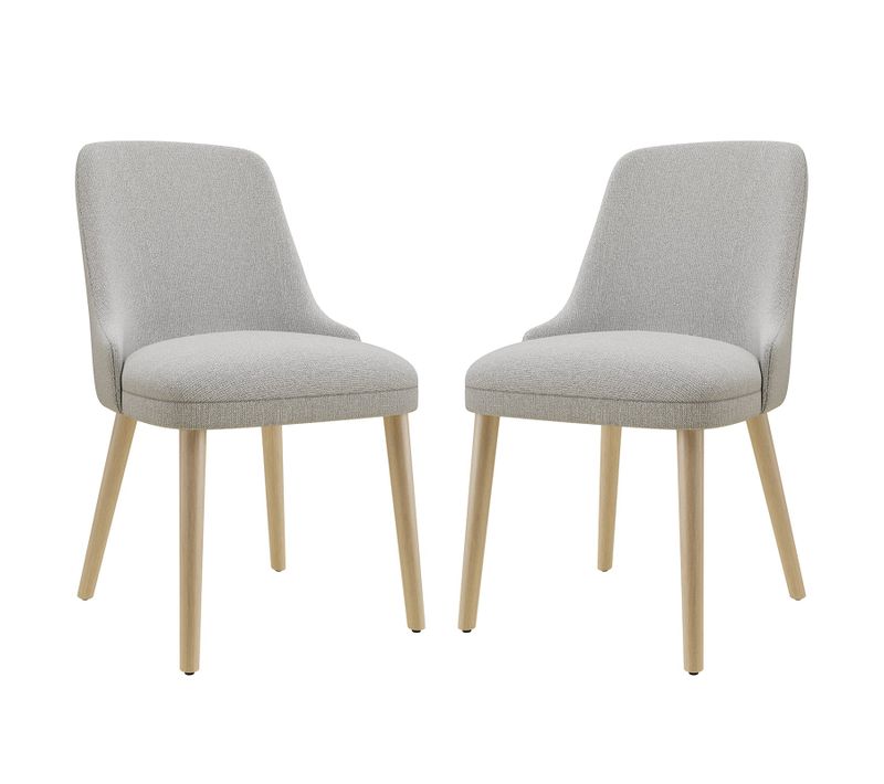 Lot De 2 Chaises Salle à Manger Dossier Haut, Style Vintage Chic, Assise Confortable, Gris Clair