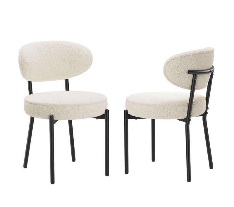 Lot De 2 Chaises De Salle à Manger Modernes, Pieds Métal Robustes, Assise Ultra-confortable, Blanc