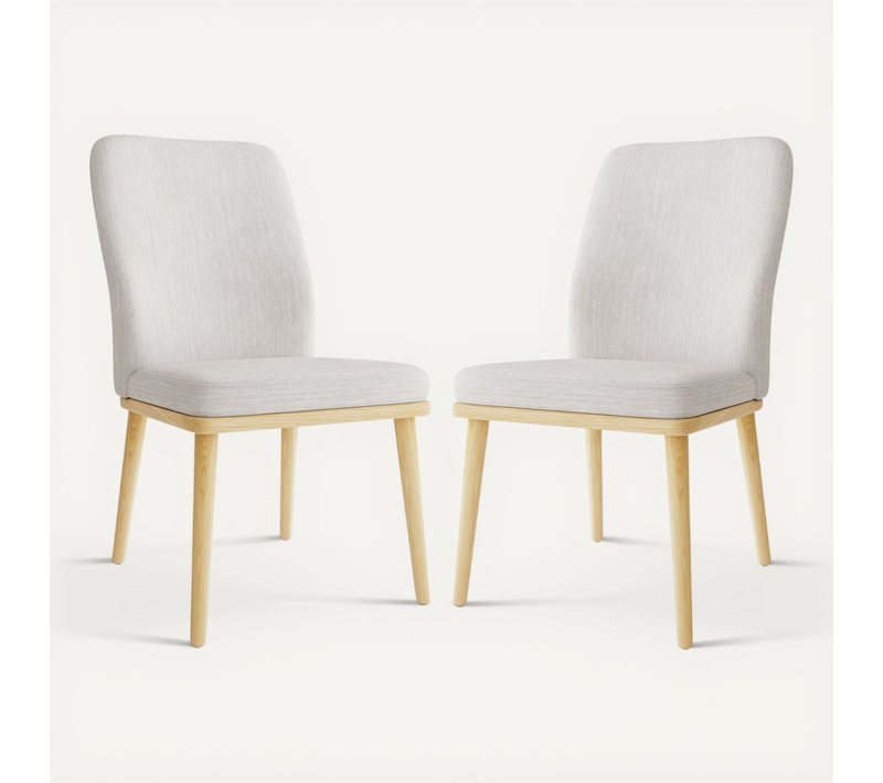 Lot De 2 Chaises De Salle à Manger, Chaises En Tissu Rembourré, Pieds En Bois Massif, Gris