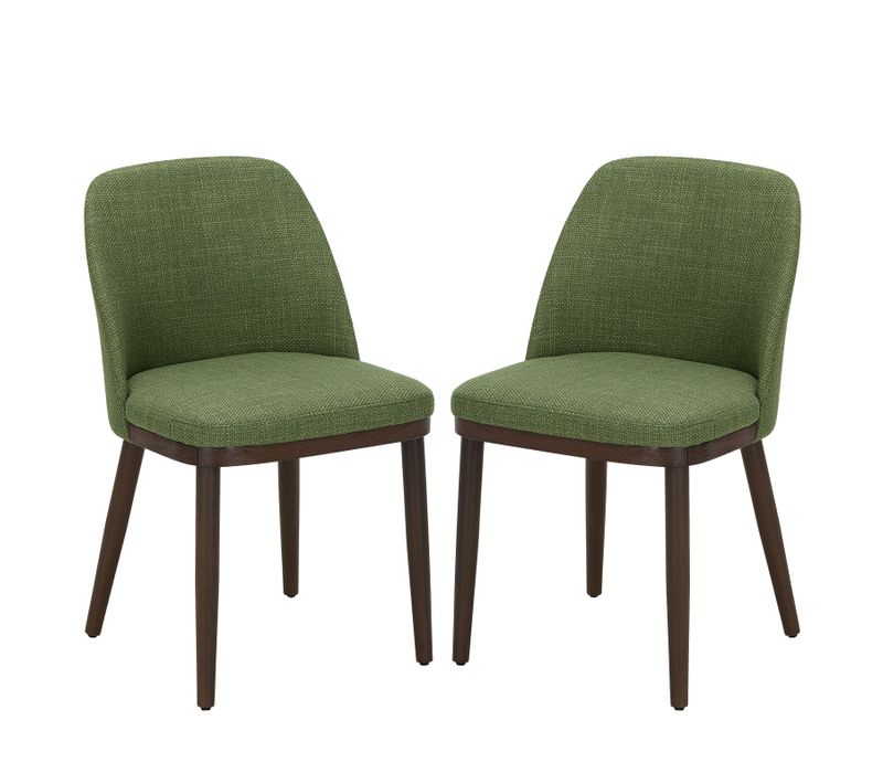 Lot De 2 Chaises De Salle à Manger – Chaises Design En Tissu Avec Pieds En Bois Massif, Vert