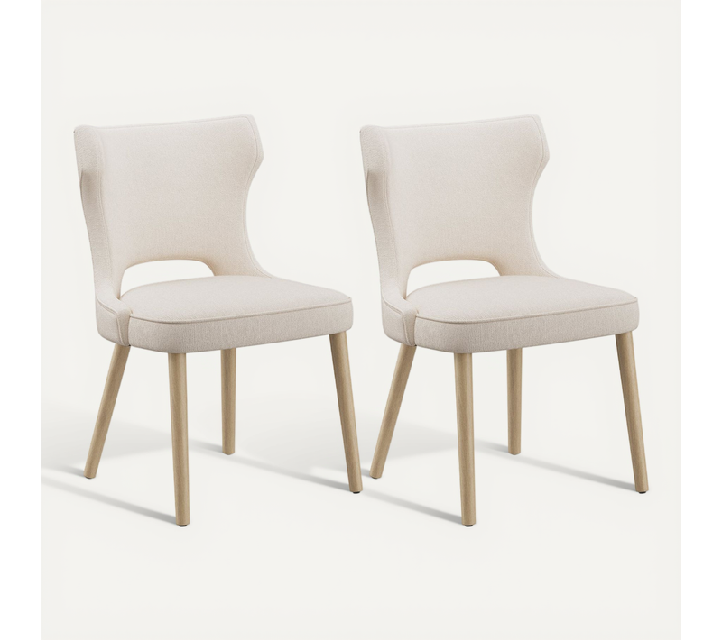 Lot De 2 Chaises Capitonnées Dossier Haut Style Club, Salle à Manger Cuisine Salon, Beige