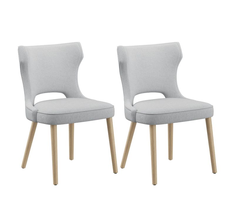 Lot De 2 Chaises Capitonnées Dossier Haut Style Club, Salle à Manger Cuisine Salon, Gris Clair