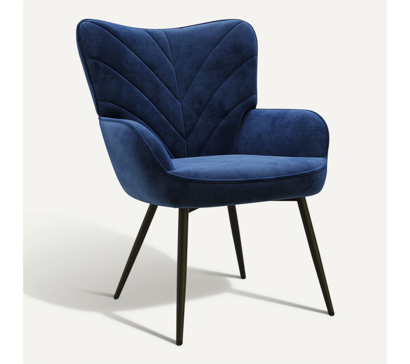 Fauteuil Moderne à Motif Feuille, Design Simple Et Naturel, Salon Et Bureau, Bleu