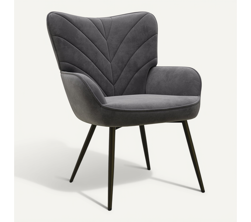 Fauteuil En Tissu Moderne à Motif Feuille, Design Simple Salon Et Bureau, Gris