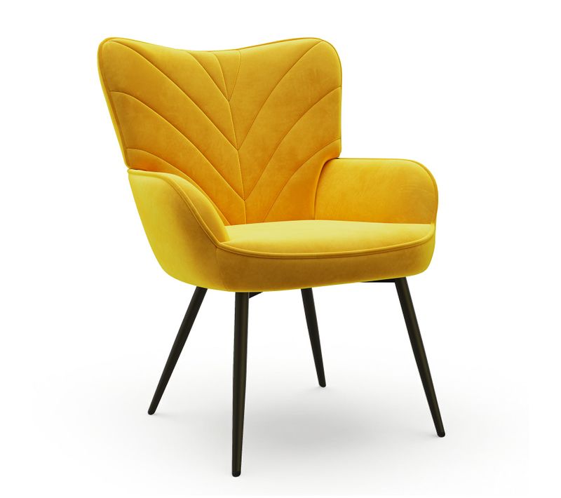 Fauteuil Moderne à Motif Feuille, Design Simple Et Naturel, Salon Et Bureau, Jaune