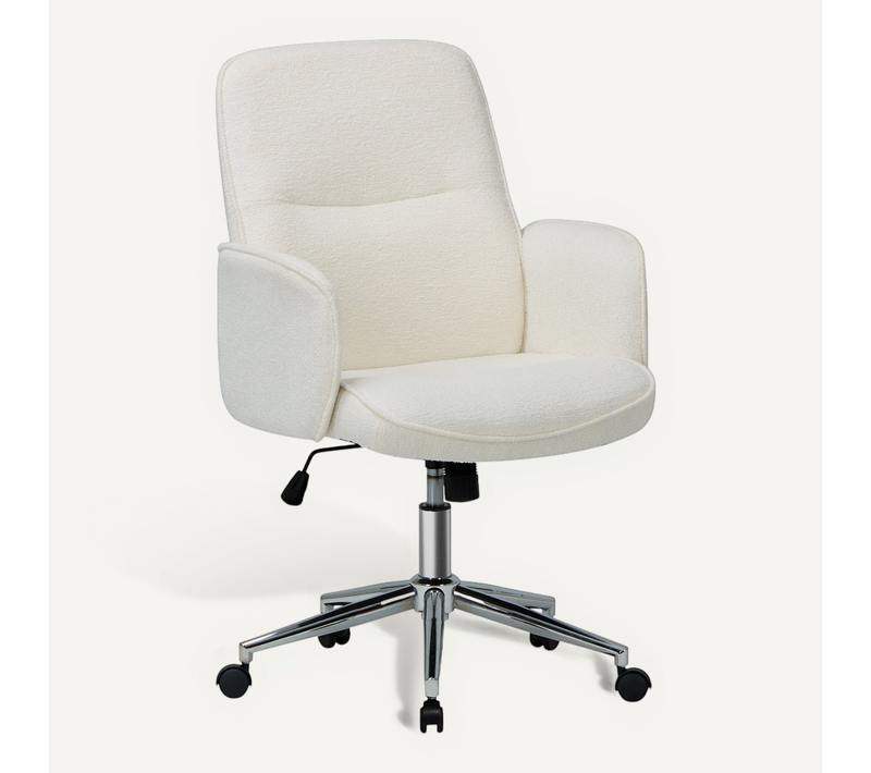 Chaise De Bureau Ergonomique à Dossier Haut En Forme De Coquille, Hauteur Réglable,beige