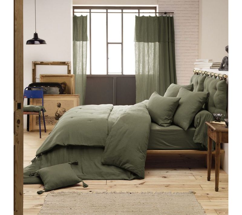 Housse De Couette 240x260 Gaze De Coton Romarin
