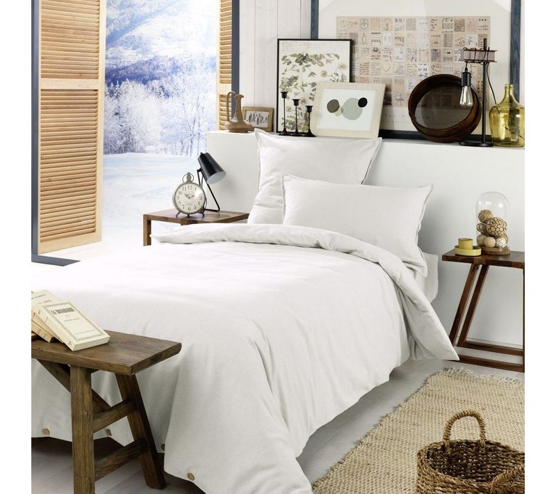 Housse De Couette 140x200 Flanelle De Coton Neige