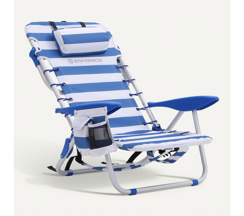 Chaise De Plage Avec Oreiller, En Aluminium,bpliable, Inclinable