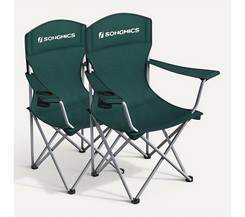 Lot De 2 Chaises De Camping, Confortable, Structure Robuste,avec Porte-bouteille, Chaise D’extérieur