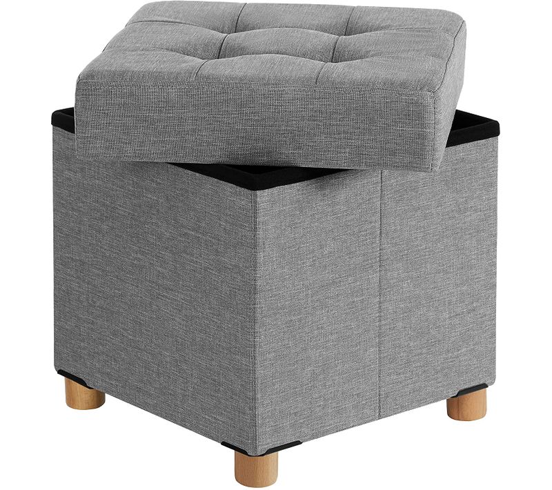 Banc De Rangement, Pieds En Bois Massif, Gain De Place, Charge 300 Kg Gris Clair