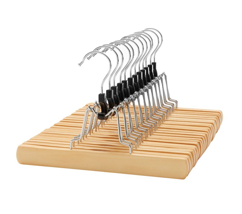 Cintres-pinces En Bois, Lot De 12, Pour Pantalons Et Jupes, Anti-glissement