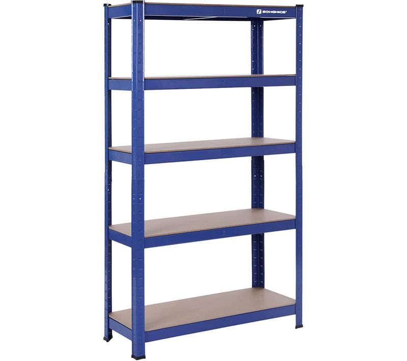 Étagère Charge Lourde Métallique à 5 Niveaux Capacité 650 Kg (130 Kg/niveau), 150 X 75 X 30 Cm, Bleu
