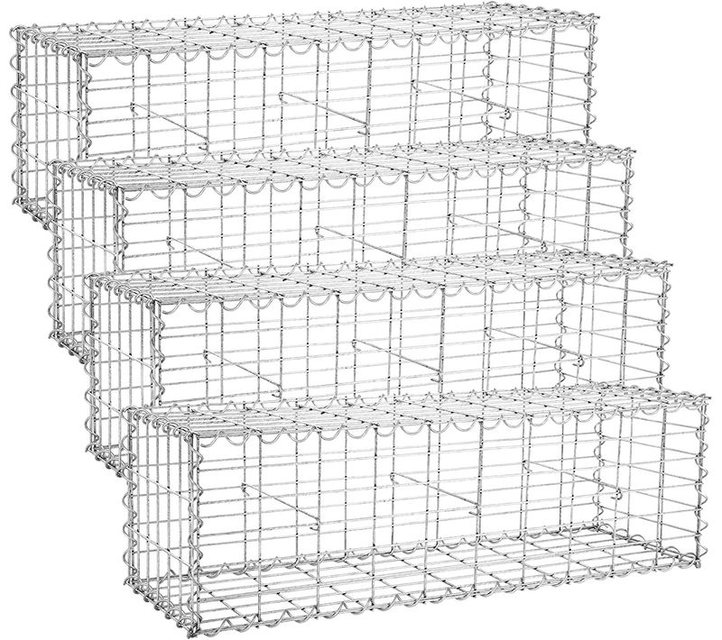 Gabion Pour Pierre, 4x 100x30x30 Cm, Cage En Métal, Cloture Gabion, Panier à Pierre,argent