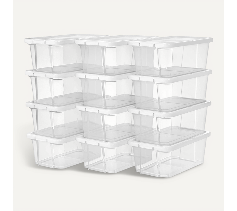 Meuble à Chaussures Avec Couvercle, 12 Boîtes, Jusqu’à La Pointure De 41, Transparente