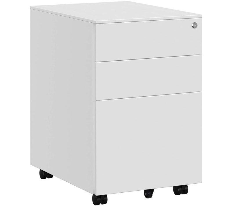 Caisson De Bureau Metal, Avec Roulettes Et Serrure, Pour Documents Et Dossier Suspendu