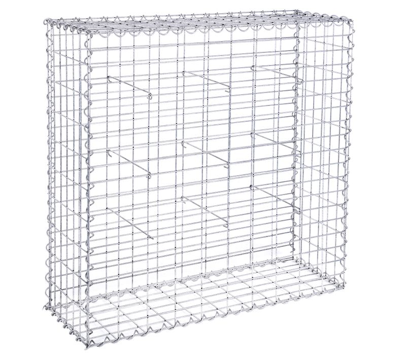 Gabion à Pierres, Acier Galvanisé Antirouille, 100 X 90 X 30 Cm, Décoration Jardin