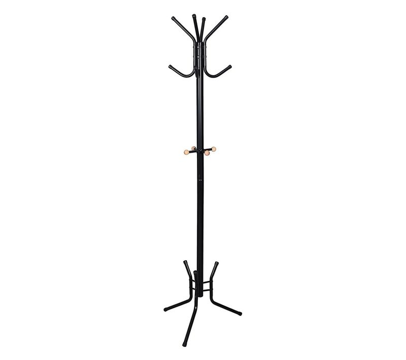 Porte-manteaux Noir Sur Pied à 12 Crochets - H178 Cm