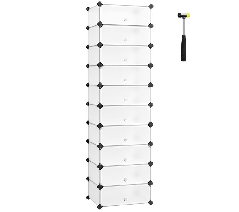 Meuble à Chaussures 10 Couches 43 X 31 X 173 Cm, Étagère De Rangement Pratique Spéciale Lpc10w