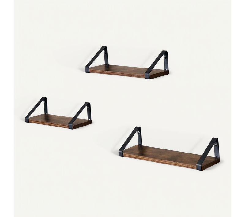 étagère Murale, étagère Flottante, Style Industriel, 3 Niveaux,brun Rustique