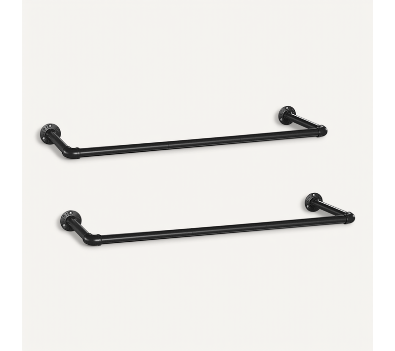 Ensemble De 2 Patères Murales Noires Pour Vêtements - L92 X P30 Cm