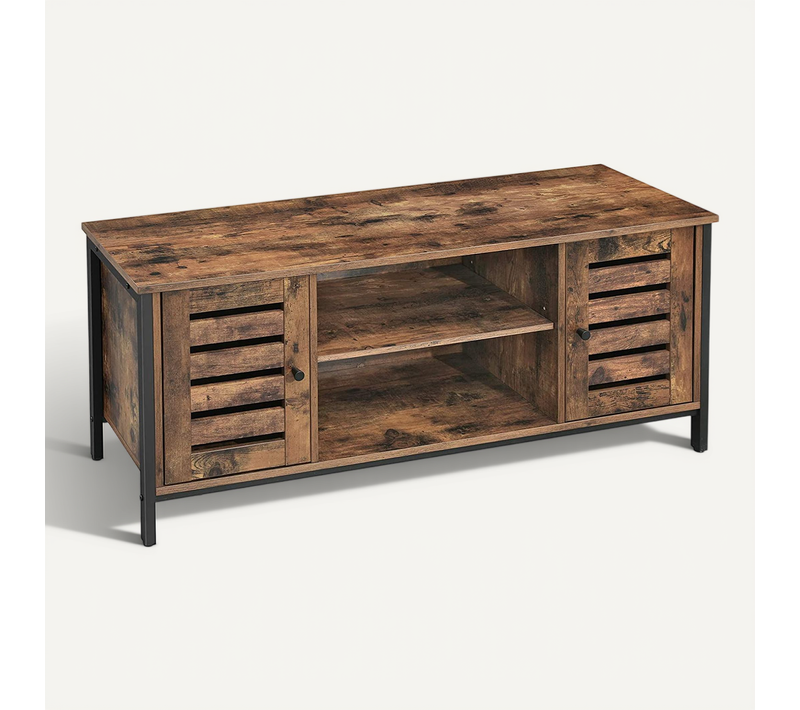 Meuble TV Pour TV Jusqu’à 50''avec étagères Etplacards De Rangement Marron Rustique