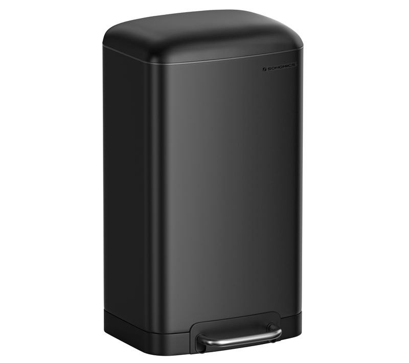 Poubelle De Cuisine, 30l, En Acier Avec Pédale, Couvercle Et Seau Intérieur, Noir