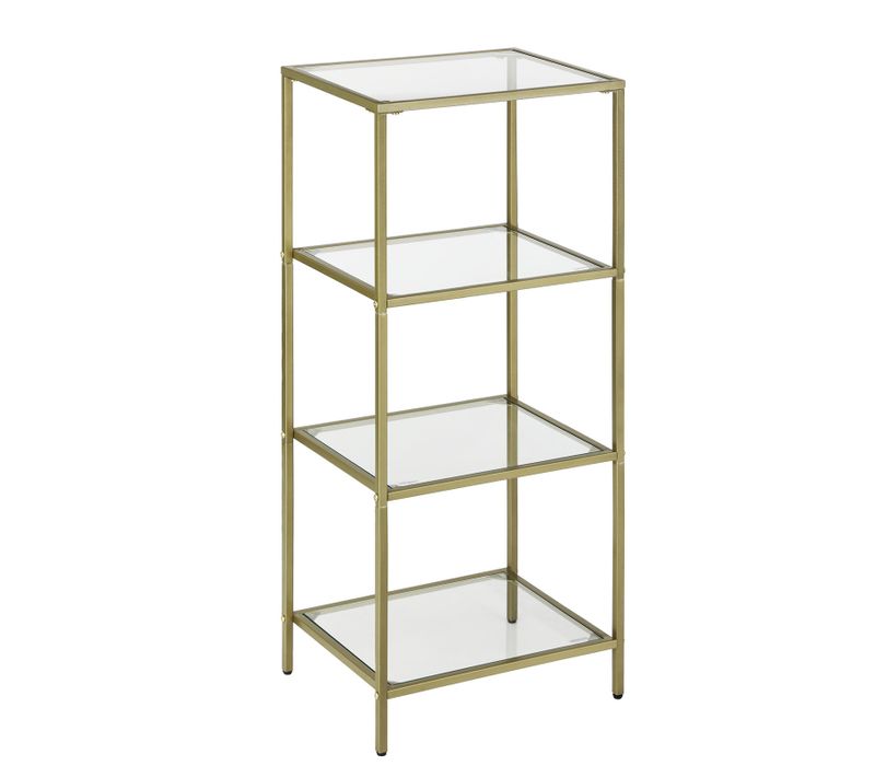 Étagère De Rangement,  En Verre Trempé,  4 Niveaux, Couleur Doré, 40 X 30 X 95 Cm