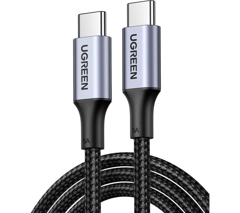 Câble USB-c Vers USB-c 1 M 100w Pd 5a Nylon Renforcé — Noir