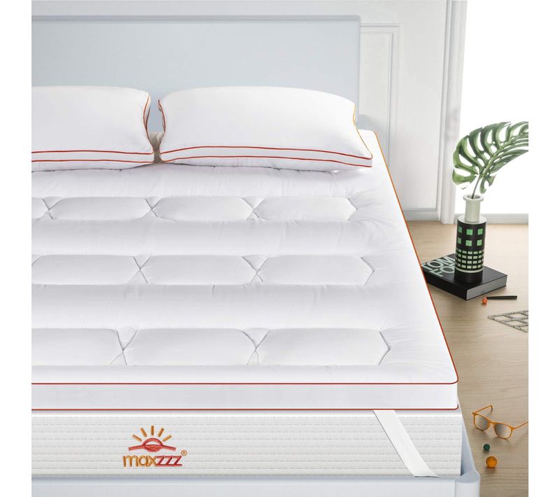 Surmatelas MAXZZZ 90 x 190 cm à Microfibre Pliant Lavable et Respirant