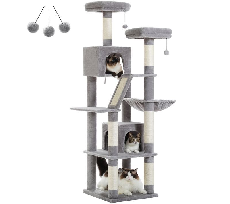 Grand Arbre à Chat Multi-niveaux 180 Cm Gris