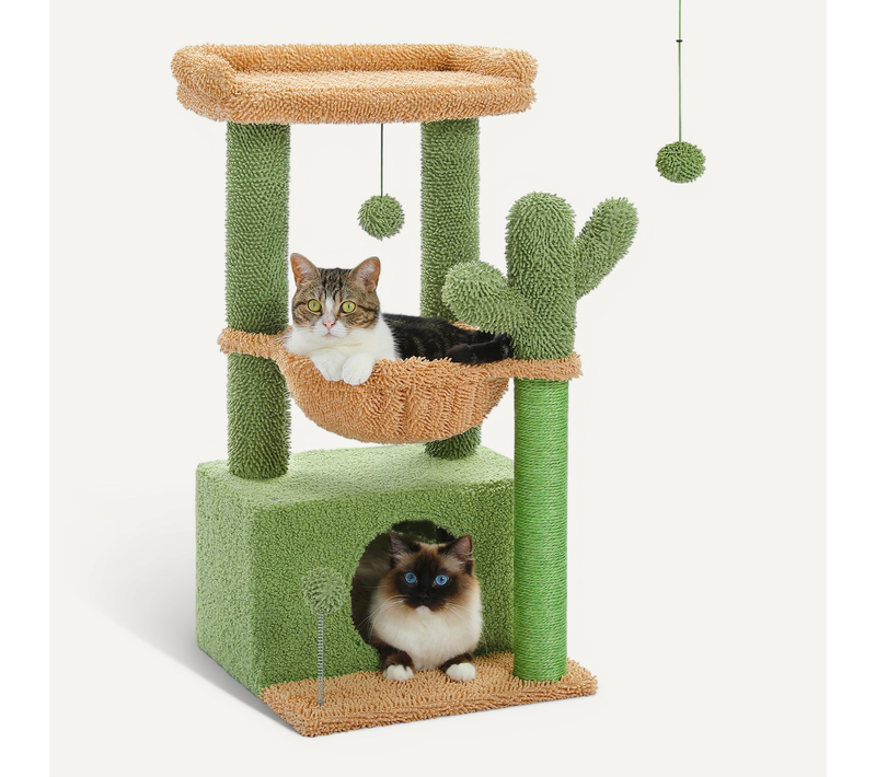 Petit Arbre à Chat Cactus Avec Grand Condo 83 Cm Vert