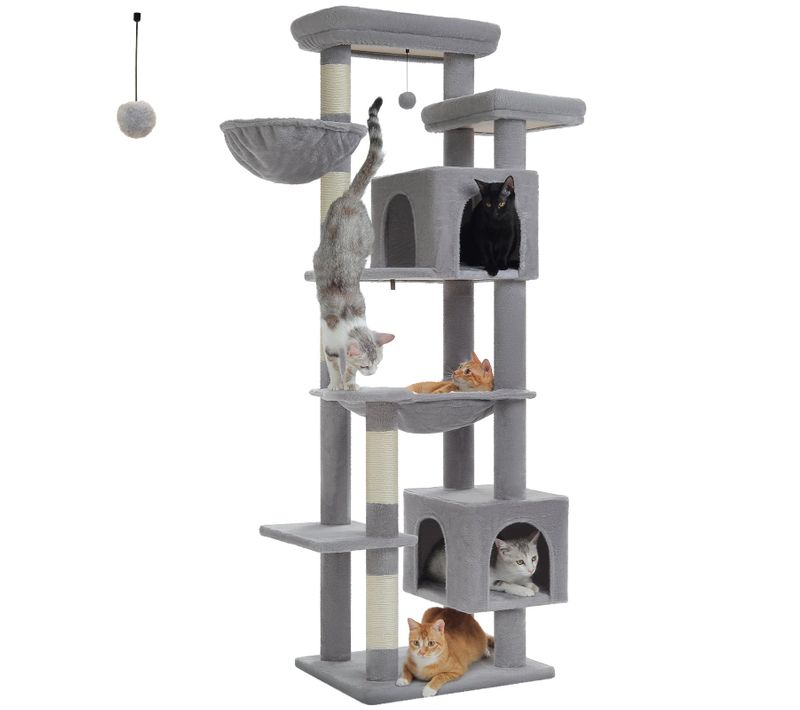 Arbre à Chat XXL Avec 2 Grands Condos 175 Cm Gris