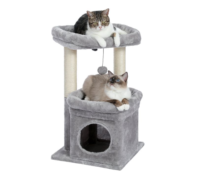 Petit Arbre à Chat Avec Perchoir XL 70 Cm Gris