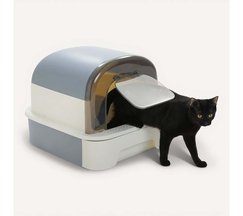 Litière Pour Chat XL Avec Capot 50 × 40 × 40 Cm Gris