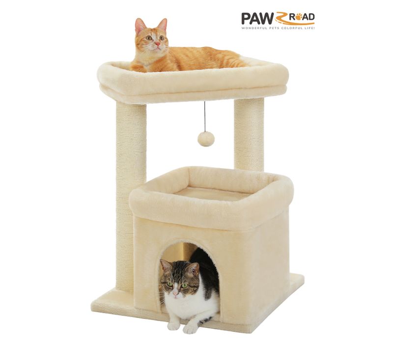 Petit Arbre à Chat Avec Condo Douillette 59 Cm Beige