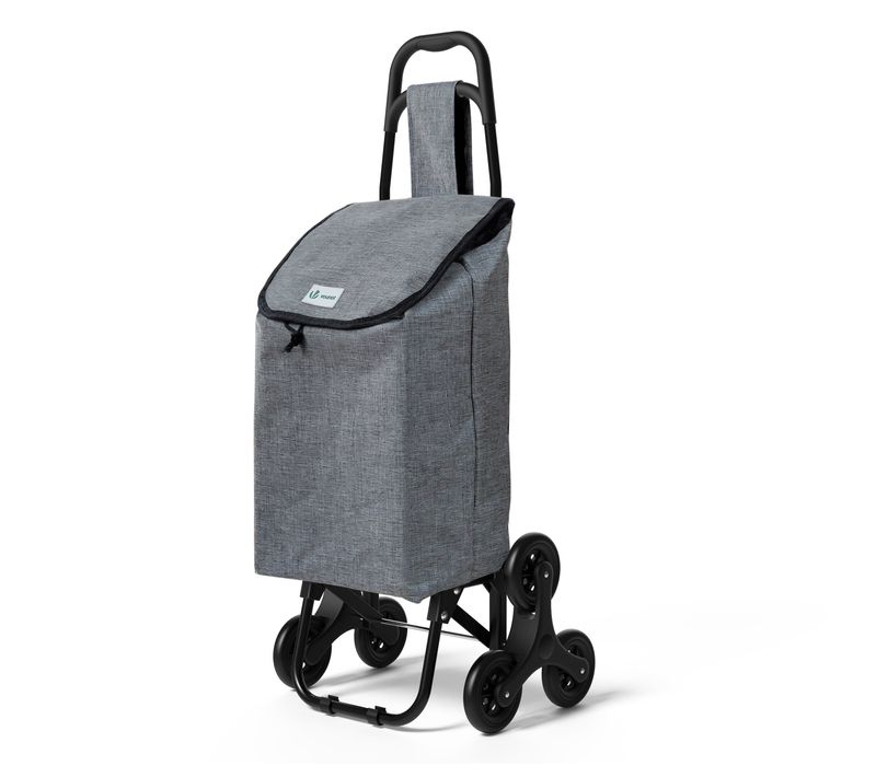 Chariot De Courses Pliable Monte Escalier Style Oxford Gris