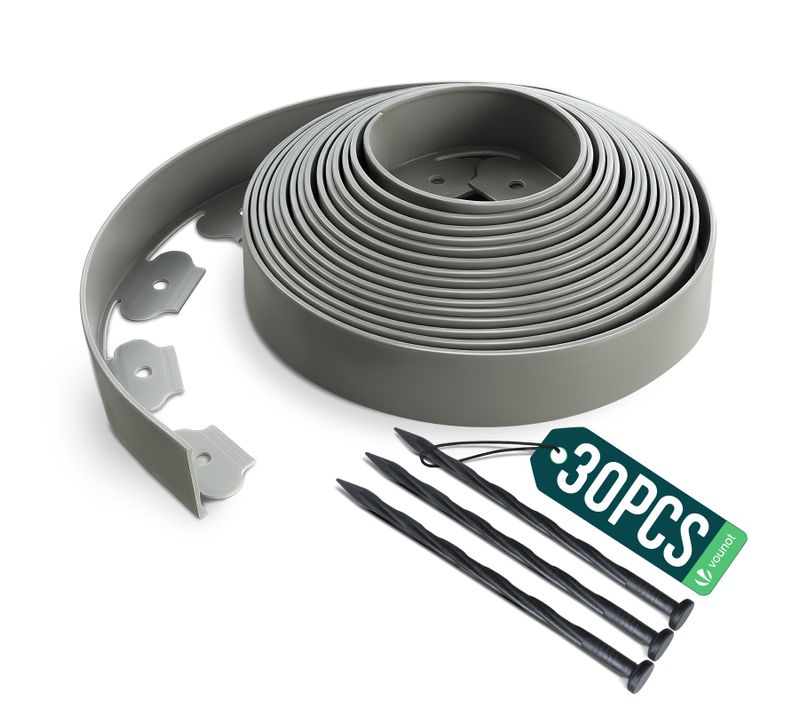 Bordure De Jardin Plastique ble 10m Avec Piquets Gris