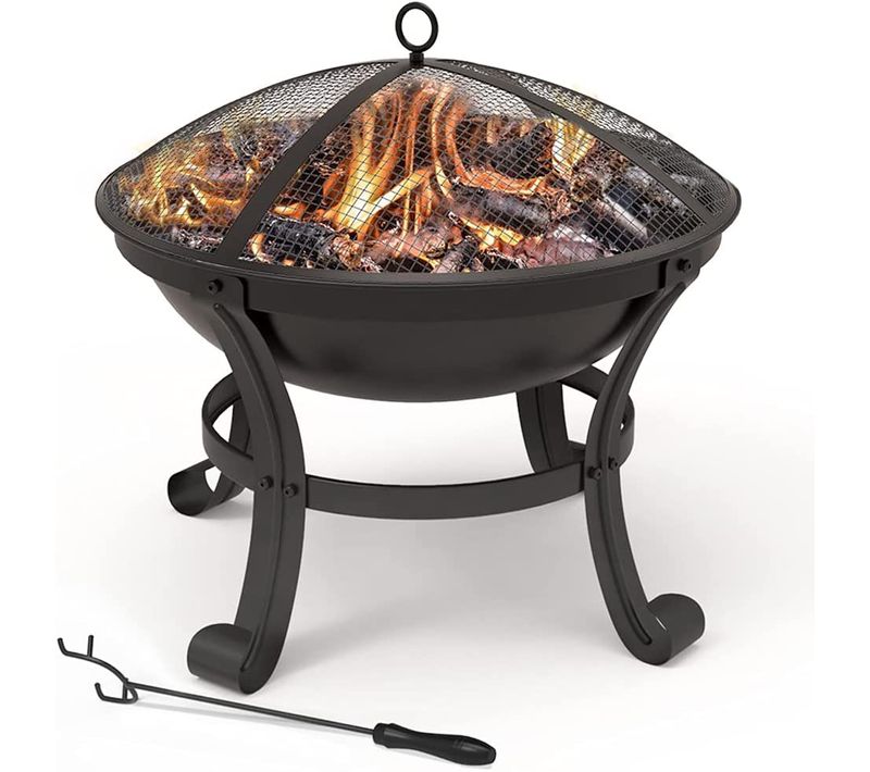 Brasero Extérieur Barbecue Avec Couvercle En Acier Noir