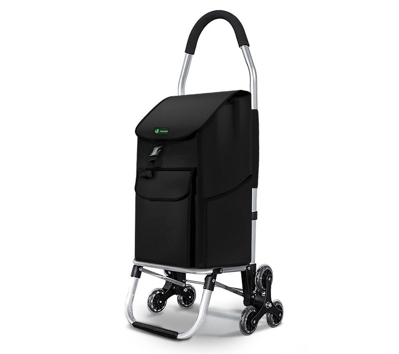 Chariot De Courses Pliable Monte Escalier Aluminium Noir