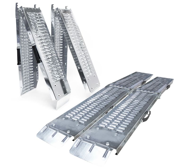 Rampe De Chargement Pliable Lot De 2 Pièces En Acier Galvanise
