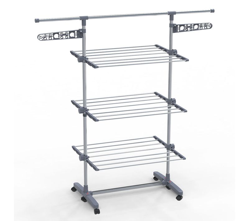 Sechoir A Linge Inox Etendoir Robuste Ailes Pliables 3 Niveaux