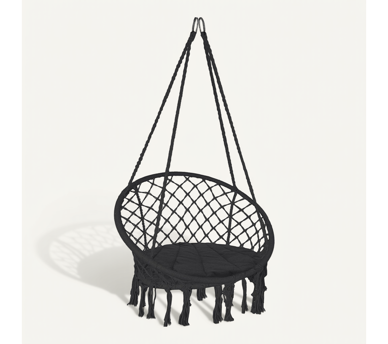 Fauteuil Suspendu Avec Coussin Rond Noir