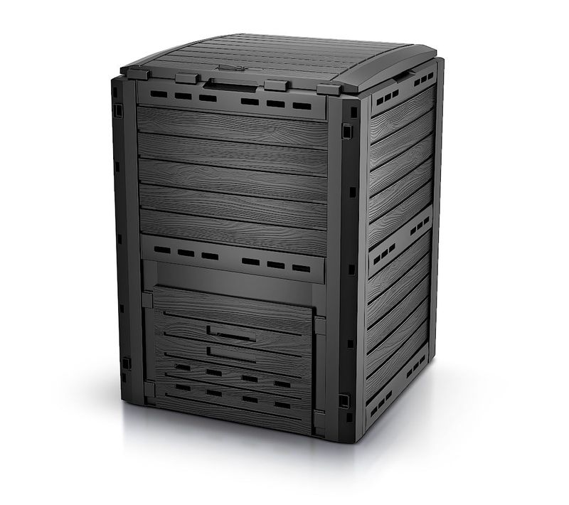 Composteur De Jardin 300l Qualité Supérieure Pour Jardin Déchets Imitation Style Bois Noir