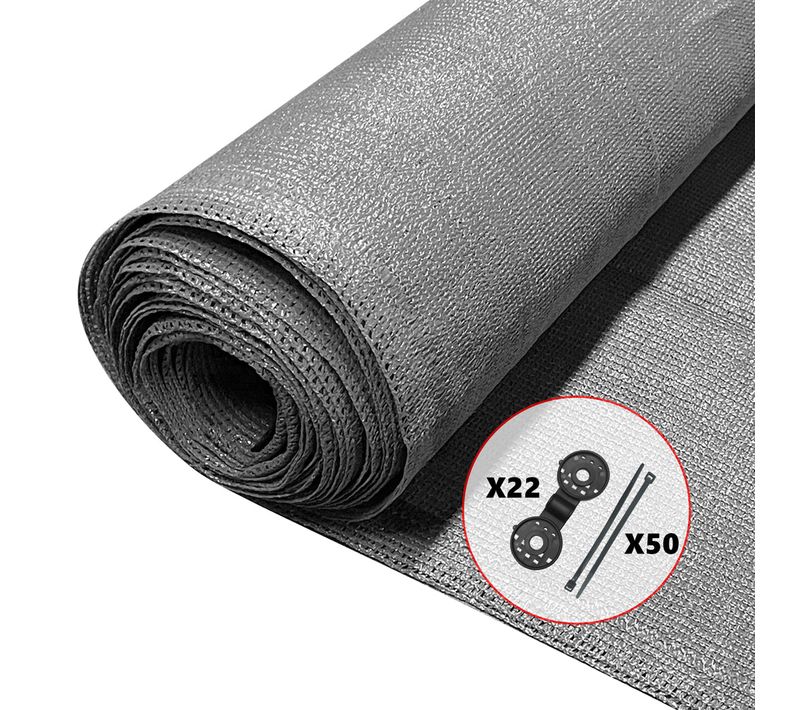 Brise Vue Occultant En Hdpe 90g/m² 1x10m Avec Attaches De Fixation Gris