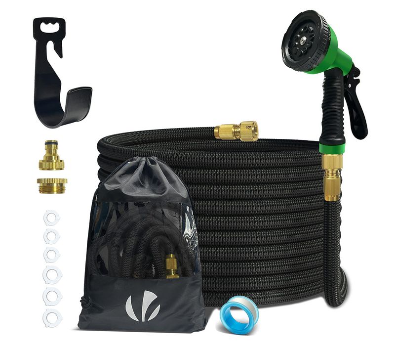 Tuyau D’arrosage Extensible 15m Renforce 2500d Avec Accessoires Noir