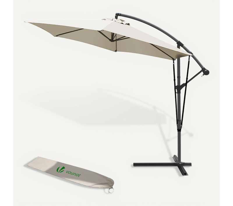 Parasol Déporté 3m Avec Housse De Protection Et Sangle De Fixation Beige